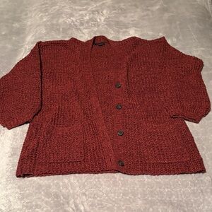 American Eagle Outfitters XL Orange and Brown Cardigan Sweater